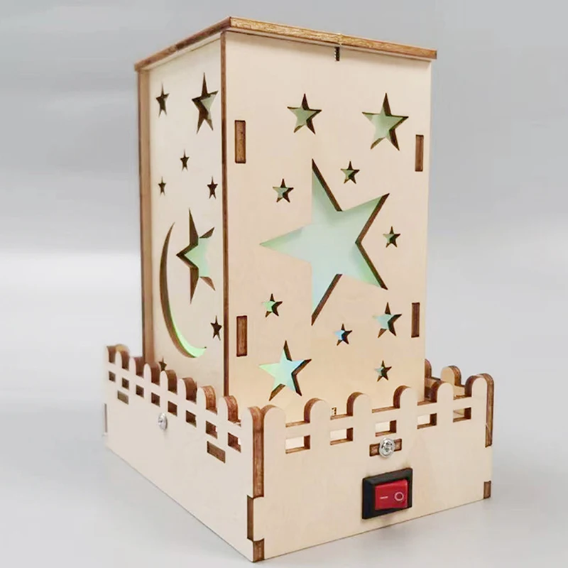 Wooden Colorful Star Lights 3D Puzzle DIY Science Building Educational Assembly Model Toy