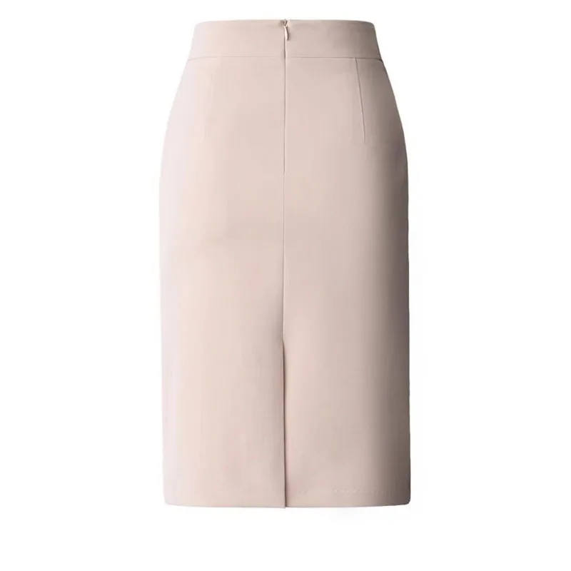 Elegante Hohe Taille Büro Dame Bleistift Rock Koreanische Mode Slim Fit Paket Hüfte Midi Röcke Frauen Einfarbig Alle-spiel Röcke – Detail 12