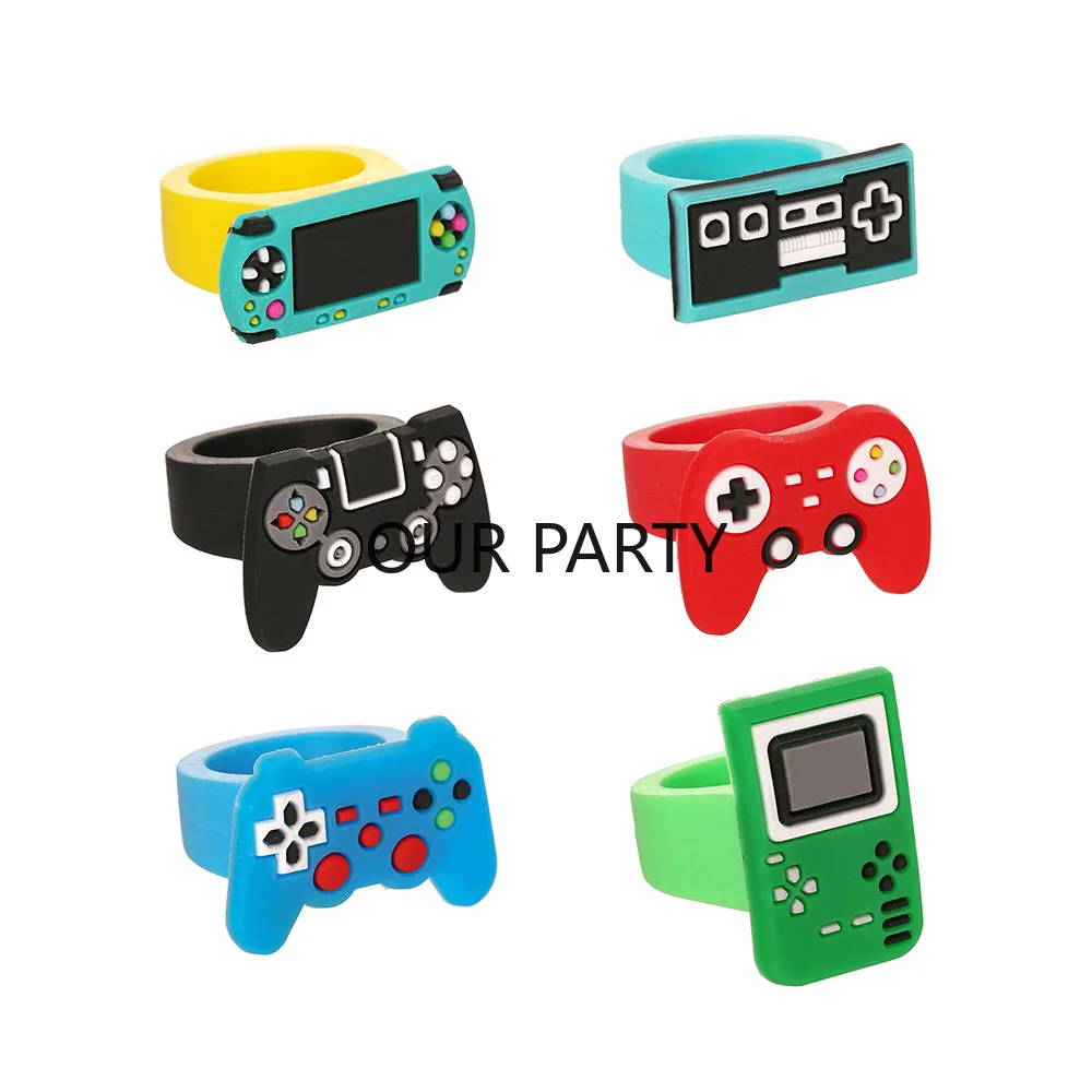 12Pcs Video Game on Theme GamePad Silicone Rings for Kids Boy Birthday Party Favors Wedding Game Night Party Gift Pinata Fillers