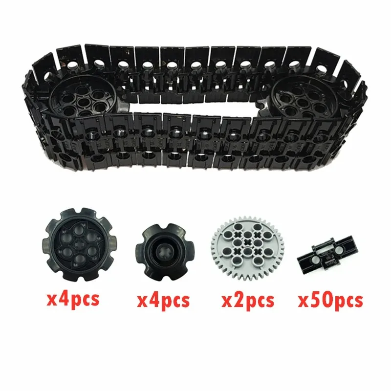 MOC Building Blocks 3711 3873 88323 57518 High-Tech Tank Chain Track Link Assembles Mechanical Engineering Kids Toys