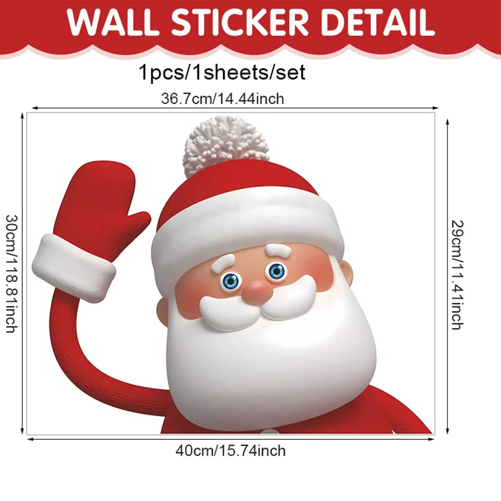 يلوح سانتا عيد الميلاد نافذة يتمسك ثلاثية الأبعاد تأثير الباب يتمسك كبير سانتا كلوز ملصقات نافذة ملصقات ديكور المنزل نافذة الشارات #6
