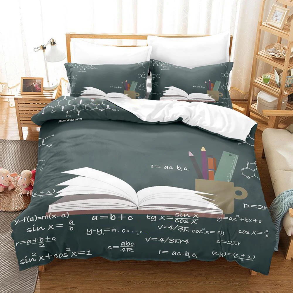 2024 Blackboard Formula Adult Boys Single Double Full Queen King Size Duvetcover Bedroom Math Genius New Quilt Cover Pillowcase