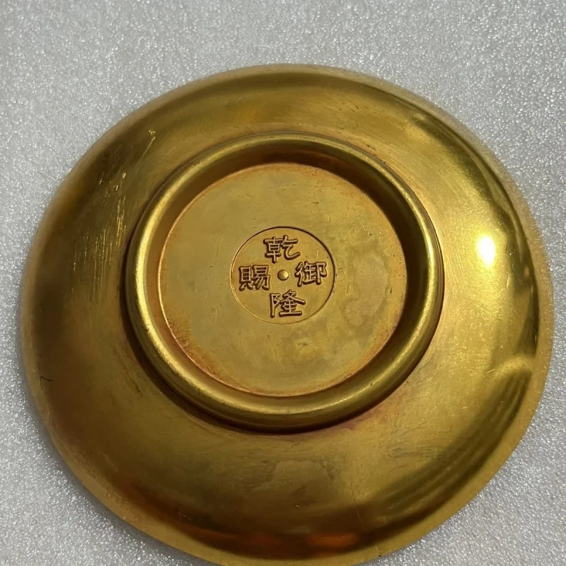 Antique Bronze Ware Shou Character Plate Dish Saucer Baifu Baishou Gilding Plate Home Decoration Antique Collection Wholesale