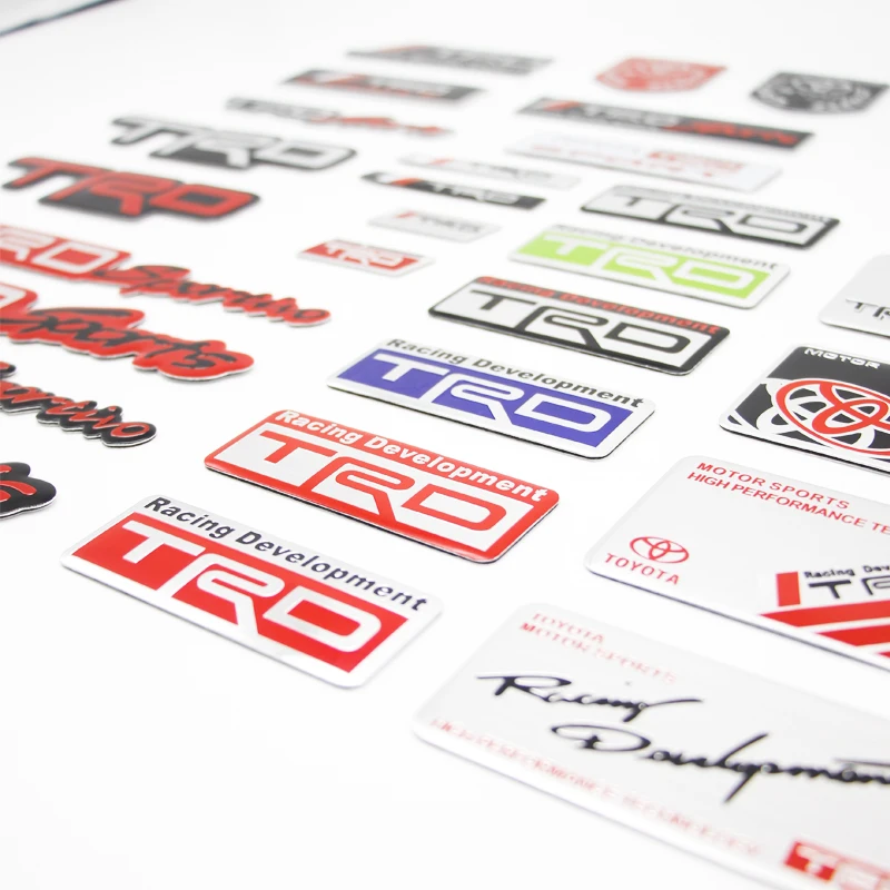 ثلاثية الأبعاد سيارة الألومنيوم ملصق شعار شارة الشارات اكسسوارات لتويوتا كورولا يارس Aygo بريوس CHR كامري أوريس أفينسيس كروزر TRD #3