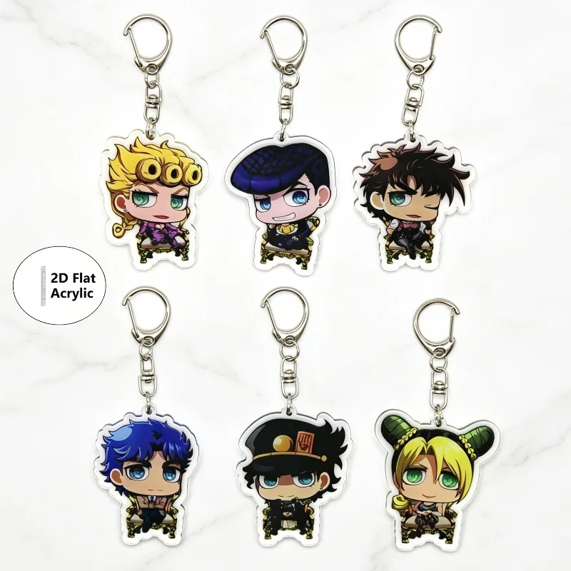 6/8 Stück/Set Anime JOJO Bizarre Adventure Schlüsselanhänger für Accessoires Niedlicher Taschenanhänger Schlüsselring Acryl Cartoon Großhandel – Detail 2