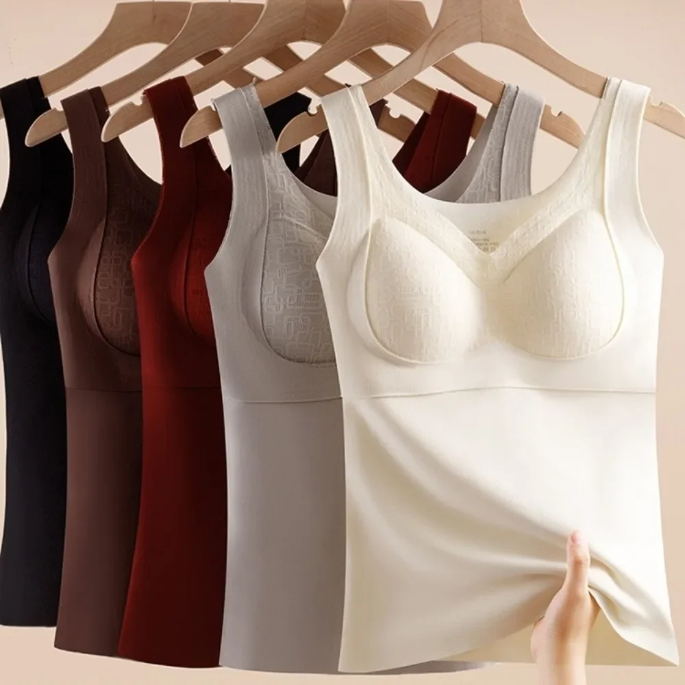 

Шерстяная смесь M-XXXXL, размер, женский теплый жилет, нижняя рубашка, однотонный жилет с нагрудником, удобный мягкий жилет для похудения, нижнее белье