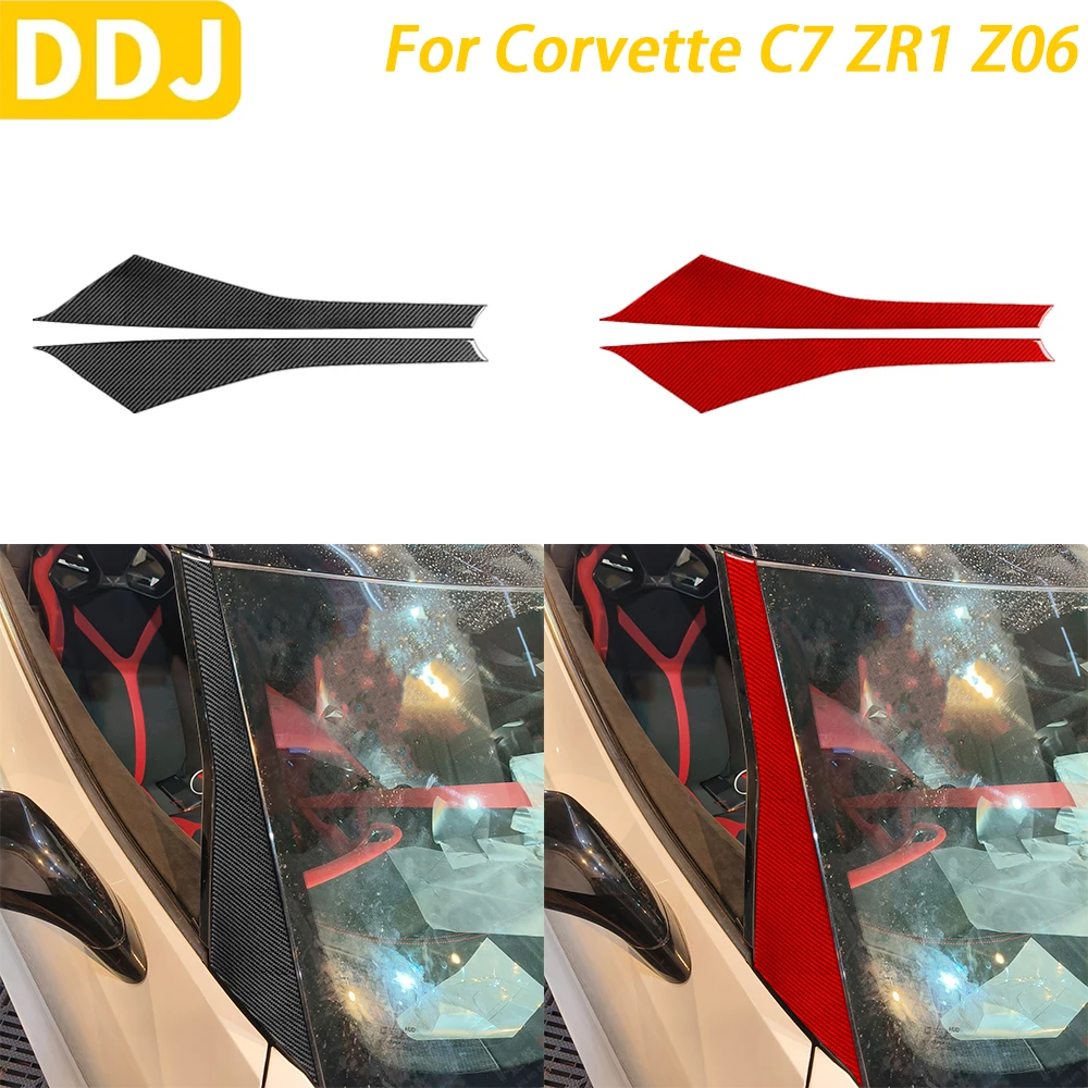 

For Chevrolet Corvette C7 ZR1 Z06 2014-2019 Car Accessories Carbon Fiber External Windshield A-pillar Panel Cover Trim Sticker