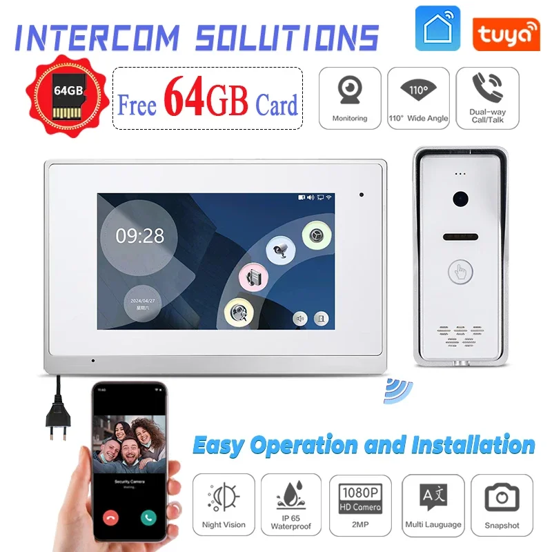 

Factory Smart Home System Ip Wifi Night Vision Waterproof Video Doorbell Tuya Smart App Support Video Door Phone Intercom System