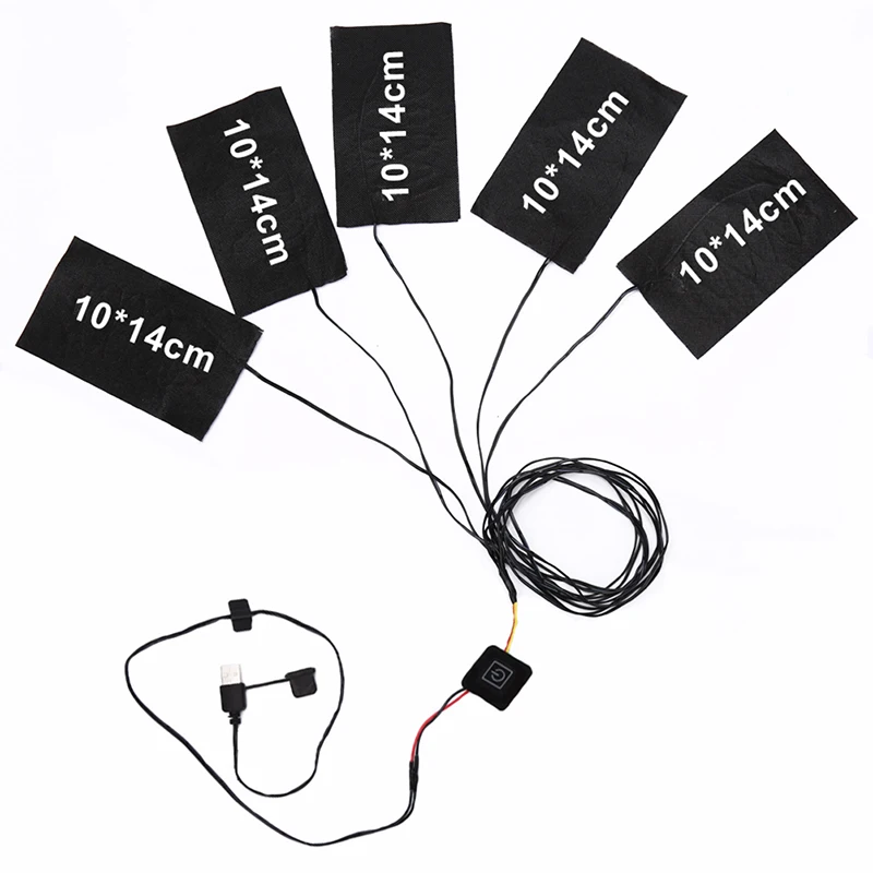 แผ่นทำความอุ่นไฟฟ้า USB 1ถึง5นิ้ว8.5W, เครื่องอุ่นเสื้อผ้าให้ความอบอุ่นคาร์บอนไฟเบอร์สวิตช์ทำความร้อนเสื้อกั๊กลงเครื่องมือเสื้อผ้า