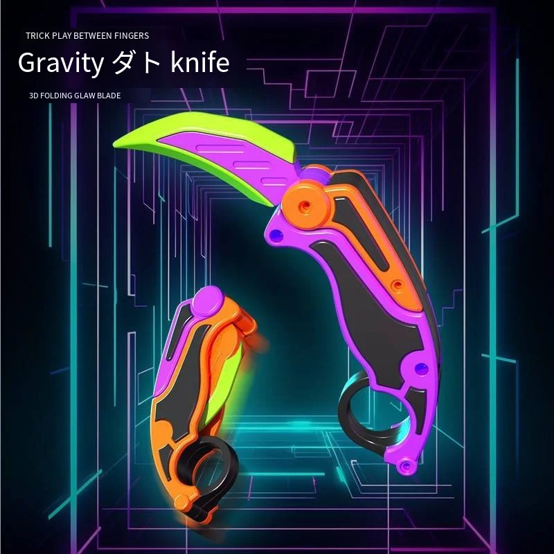 Gravity 3D printing folding claw knife radish knife straight jump training butterfly claw edge decompression tool toy