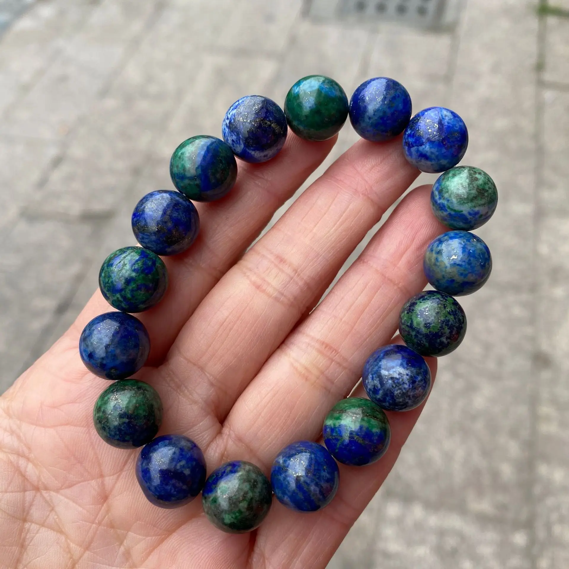 Azurite Natural Stone Bead Bracelet For Men Women Blue Malachite Energy Crystal Aura Healing Yoga Elastic Couple Jewelry