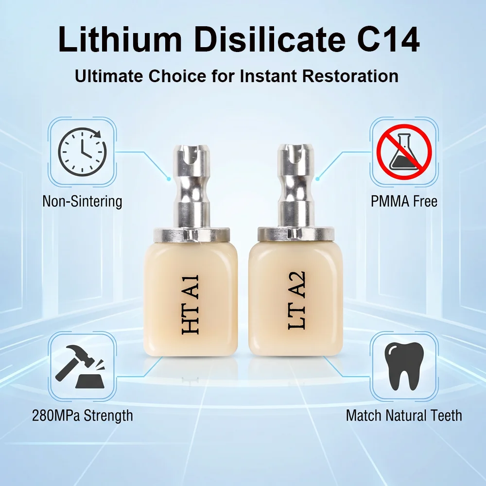 

Without Sintering Lithium Disilicate C14 Blocks Dental Chairside Immediate Restoration Materials for CAD/CAM Veneer and Crown