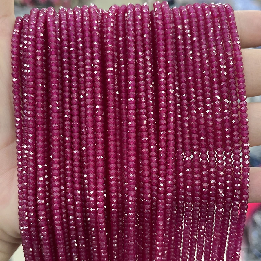 Optimize Ruby Stone Faceted Red Corundum Beads Small Section Loose Spacer for Jewelry Making DIY Necklace Bracelet 15''3x4mm