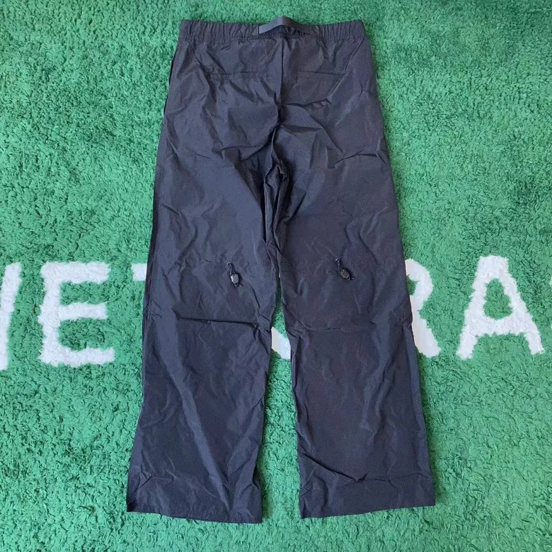 하이 스트리트 우리의 유산 블랙 나일론 드로우 스트링 바지 남성 여성 캐주얼 패션 편안한 바지 남성 의류