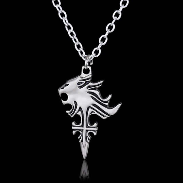 Final Fantasy VIII Necklace Sleeping Lion Heart Griever Squall Leonhart  Lion Head Necklaces Pendants Fashion Game Jewelry