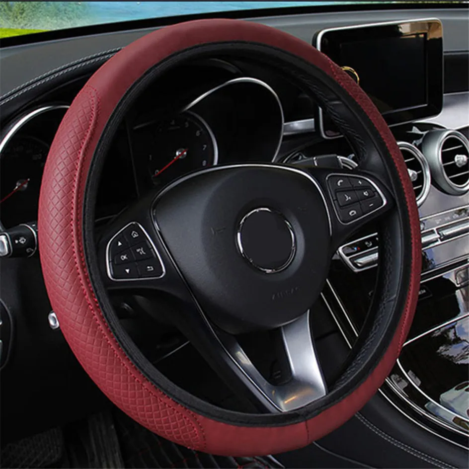 Breathable Leather Anti-Slip Car Steering Wheel Cover For PEUGEOT 108 206 207 208 301 307 308 407 2008 3008 4008 508 Car Styling