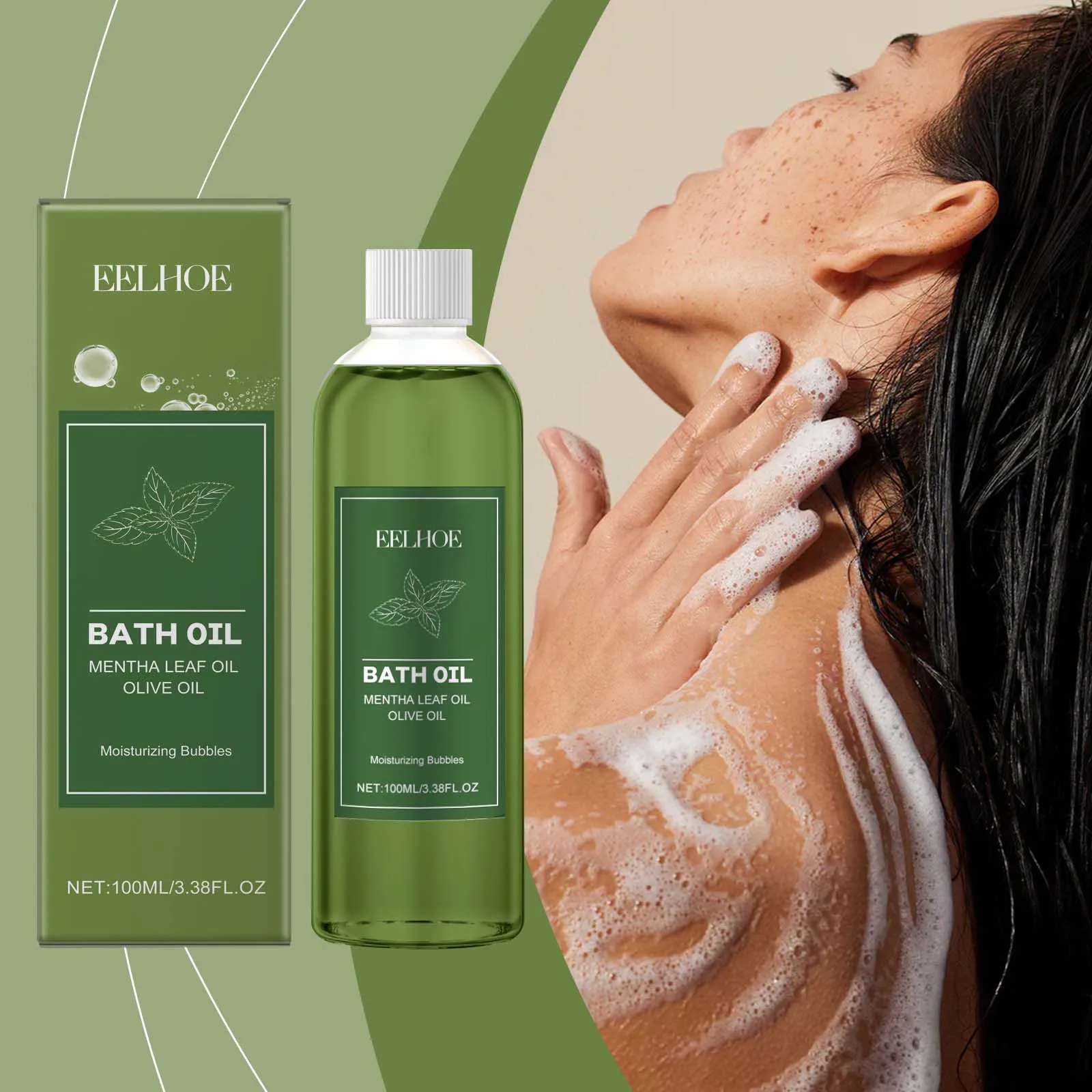Mentha Leaf & Olive Bath Oil - Moisturizing Bubble Bath for Relaxation & Skin Hydration | 100ml"