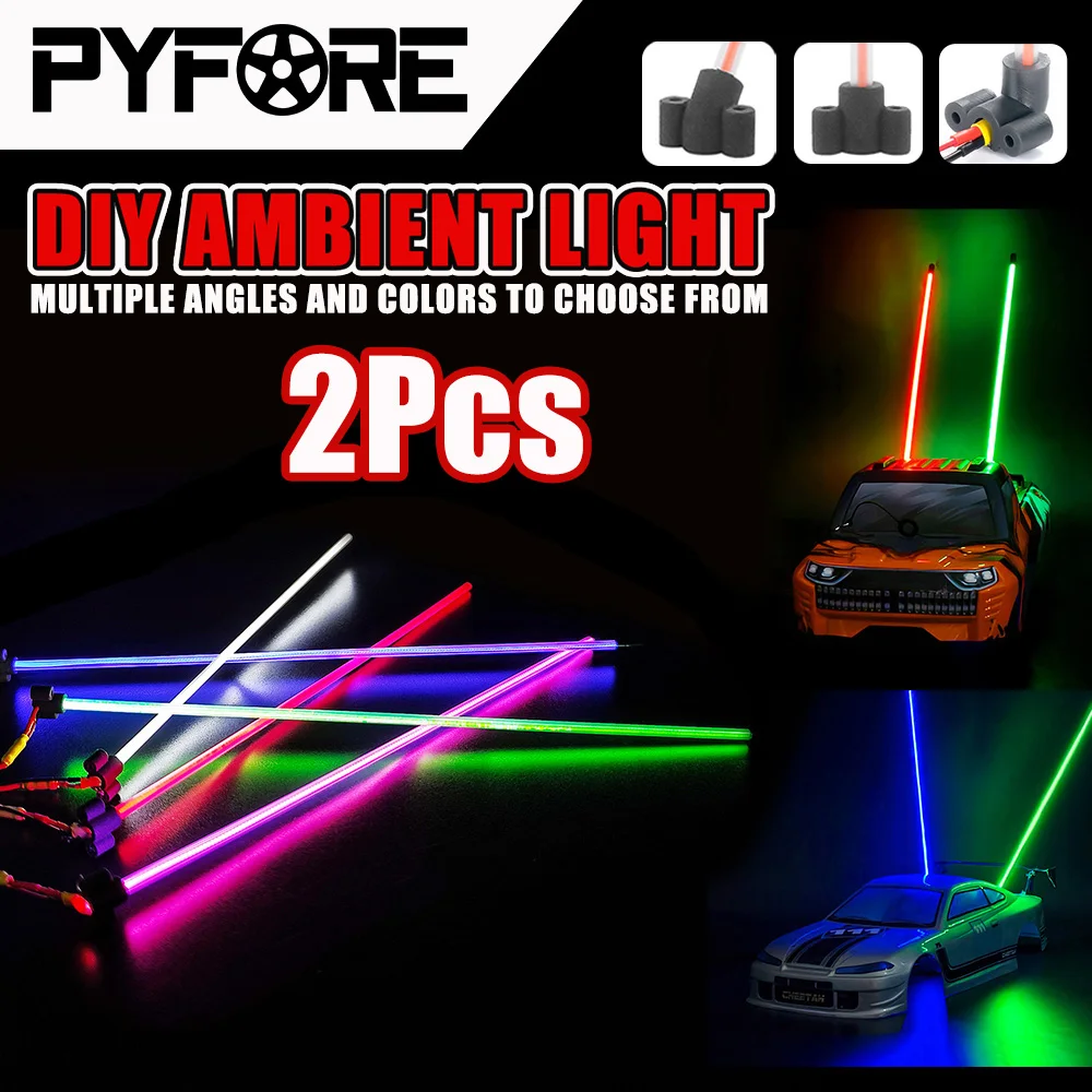 PYFORE 2 Stück LED-Antennen-Lichtleiste Atmosphärisches Licht DIY RC Ferngesteuertes Modell Auto-Zubehör