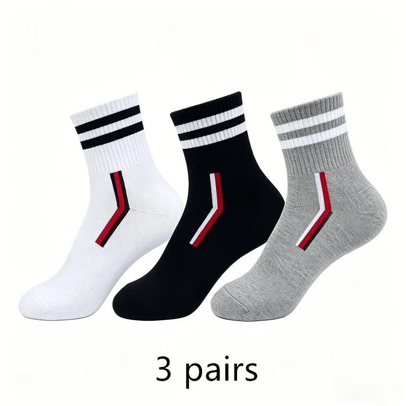 

3 Pairs Fashion Striped Athletic Socks for Women Casual Cute Vintage Crew Socks All Season Socks for Women man
