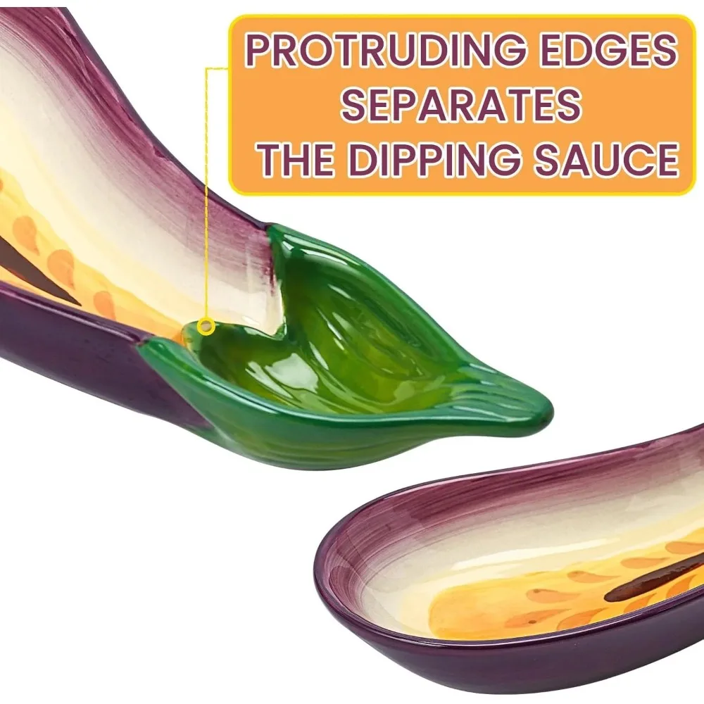 Chip And Dip Serving Platter Purple Eggplant Shaped Tray for Dips Crackers Chips Snacks Party Dish Appetizers Salads Sushi view 6