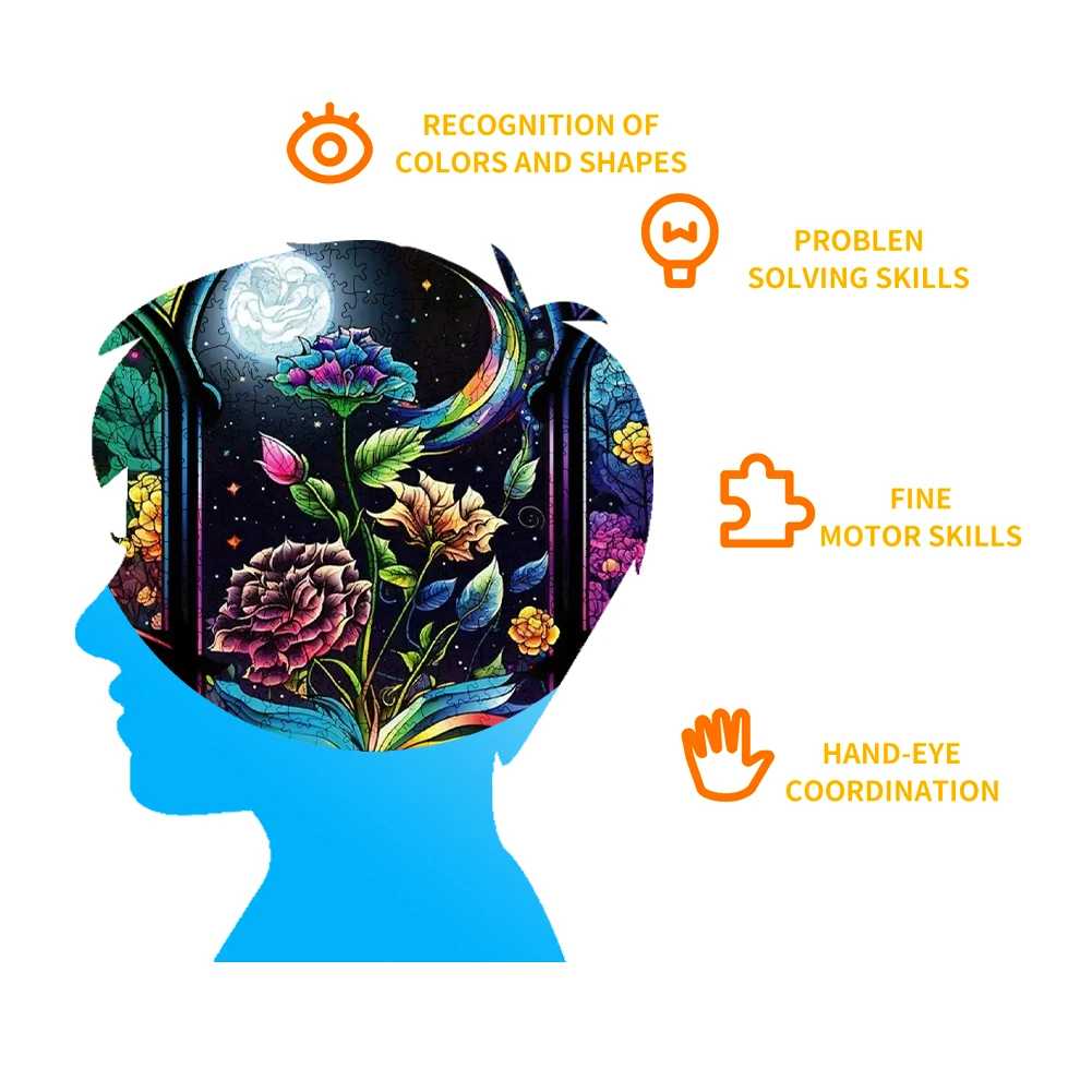 달빛 아래 꽃 나무 퍼즐 그린 재미있는 장난감 나무 퍼즐, 스마트 게임 원형 퍼즐, 친구를 위한 최고의 선물