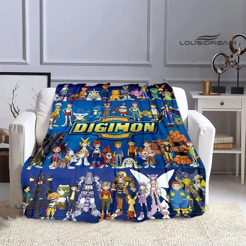 Digimon cartoon Printing blanket Flange Warm blanket picnic blanket Home travel blanket bed linings Birthday Gift