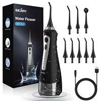 SEJOY Water Flosser Irrigator Dental Teeth Whitening strips Portable 230ML Tank 5 Modes 5 Jet Tips