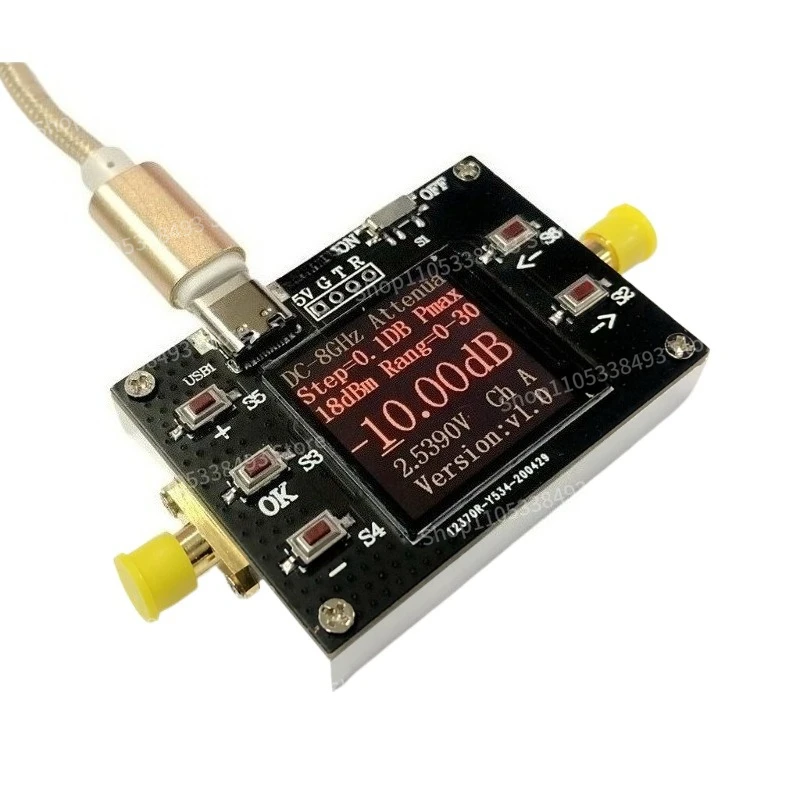 For DC-8G Digital Programmable Attenuator 30DB Step 0.1DB TFT Display CNC Shell Supports Communication