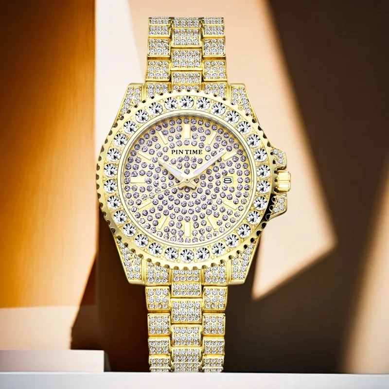 New Luxury Round Watch For Man Woman Date Diamonds Starry Design Clock Unisex High Quality Stainless Steel Quartz Watches Reloj
