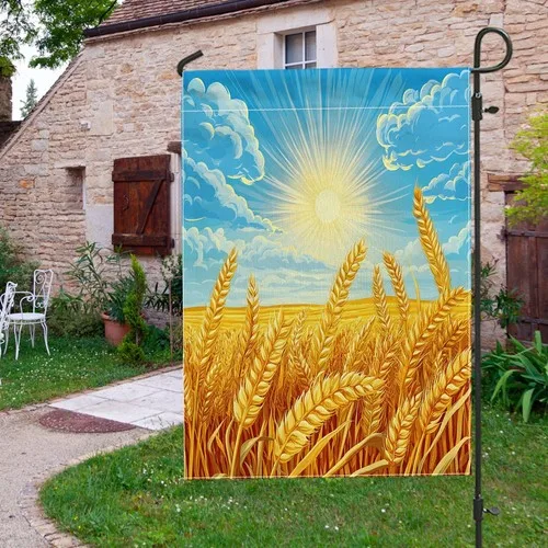 Fall Wheat Field Harvest Garden Flags for Outside, Autumn Field, 12x18 Inch XXQ