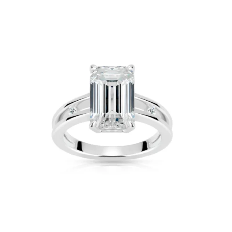 

BELLUX 925 Silver Gold Plated Synthetic Zircon Ring White Emerald Cut Hollow Arm Fashion Diamond Ring