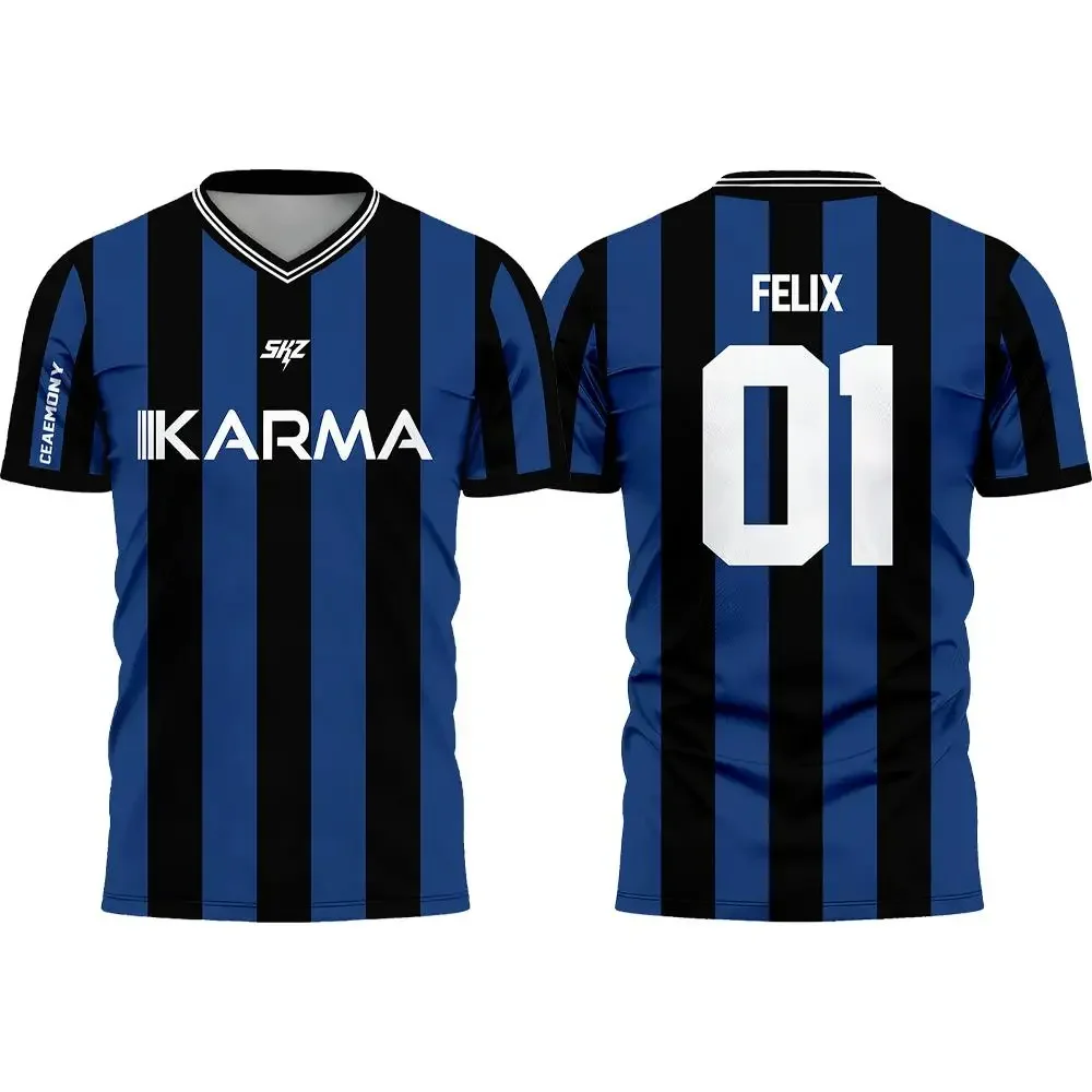 Karma SKZ Hyunjin 04 Maillot de football 3D séchage rapide unisexe, tee-shirt sport extérieur entraînement été