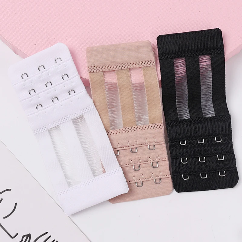 

4.5*10.5cm Extension Buckle for Bra Stainless Steel Three Rows and Three Buckles Women Black Skin White Clothes Accessories