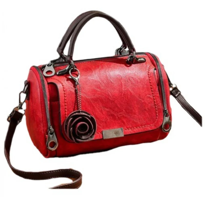 2024 Lente Nieuwe Effen Kleur Retro Kussen Tas Vrouwen Tas Kleine Bloem Hanger Koreaanse Stijl Crossbody Schoudertas Druppels