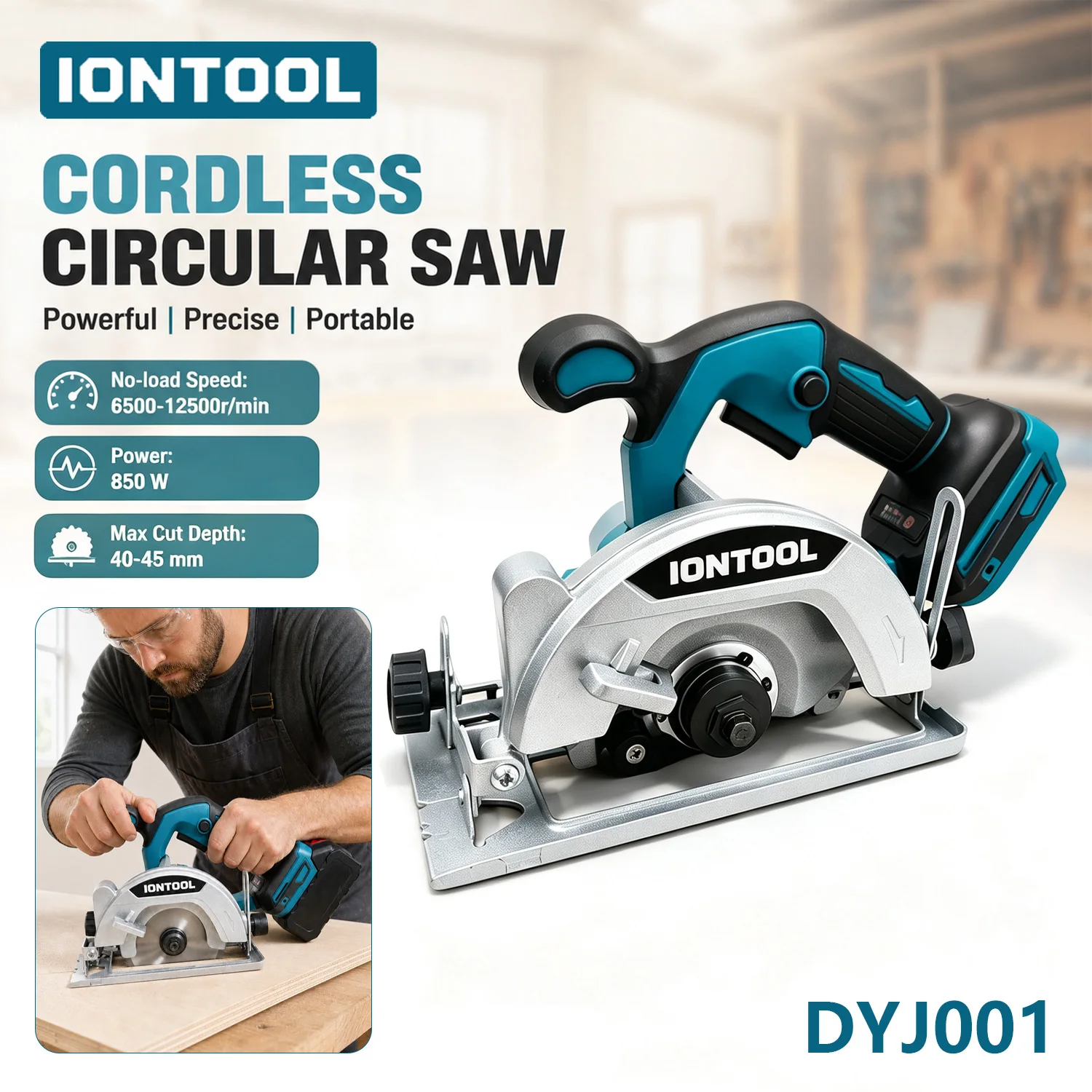 IONTOOL Brushless Cordless Circular Saw 140 mm 850W Multi Angle Bevel Cut Hand Power Saw for DIY Woodworking Bare Unit
