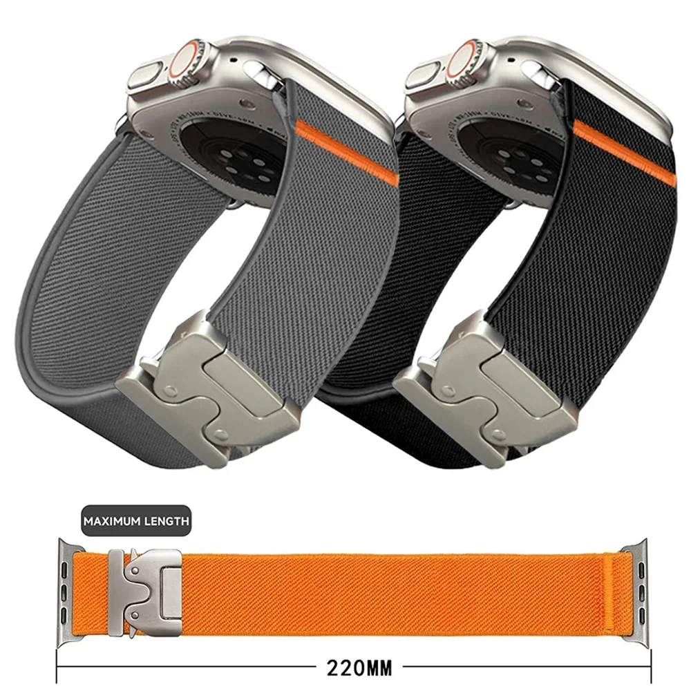 

Elastic Nylon Strap for Apple Watch Bands Ultra 2 49mm 9 8 7 6 SE 45mm 41mm 44mm Braided Bracelet for IWatch Series 10 46mm 42mm