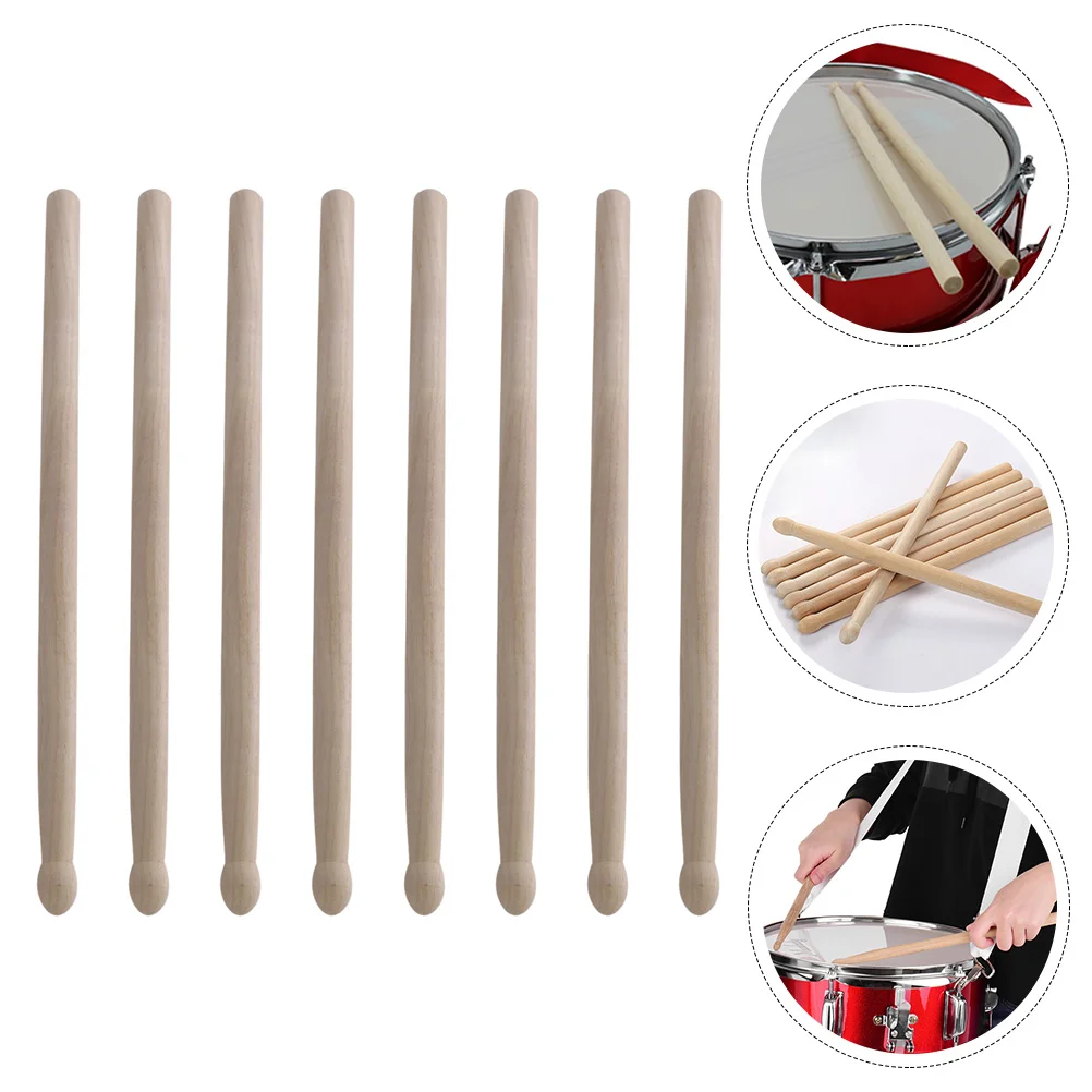 

4 Pairs Snare Stick Drum Sticks Performance Drumsticks Wood Waist Percussion Wooden Child