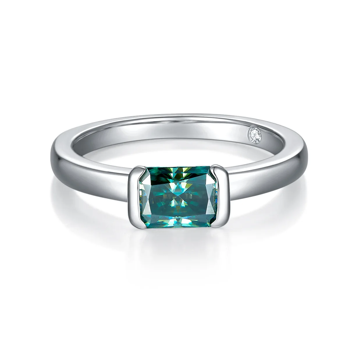 SONGYUN Moissanite Diamond Jewelry 5*7mm Green Radiant Cut Moissanite Ladies S925 Silver 18K Gold Plated Ring