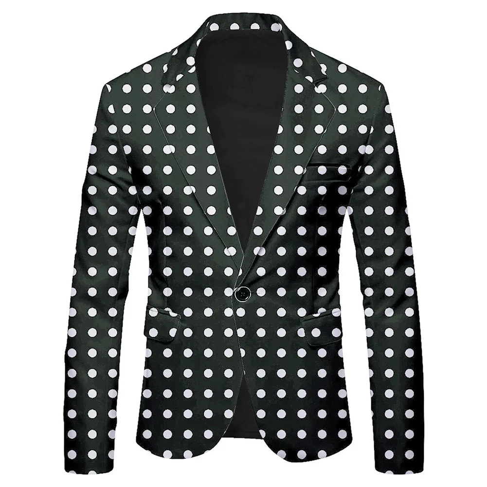 مريح أزياء الخريف البدلة الرسمية السترة الأعمال السترة الياقة معطف طويل الأكمام الذكور زر قمم نمط الطباعة