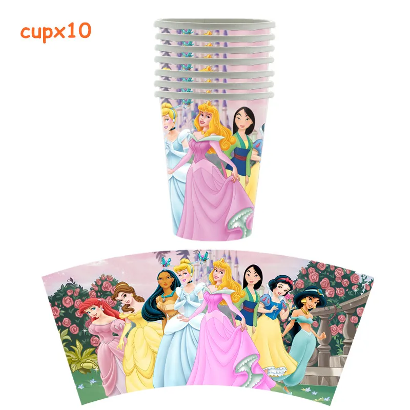 Disney Princess Paper Tableware Supplies Girl Birthday Party Decorations Baby Shower New Year Family Party Snow White Cup Plate