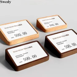 70x46mm Mini Wooden Price Tags Plastic Label Holders Name Card Tags Label Stand Acrylic Sign Holder Display Stand