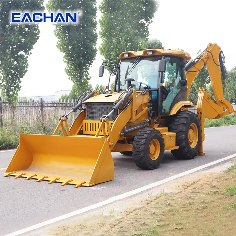 EACHAN Diesel 4 Wheel Backhoe Loader Farm Backhoe Loader Excavator Earth-moving Machinery Hydraulic Backhoe Loader Customized
