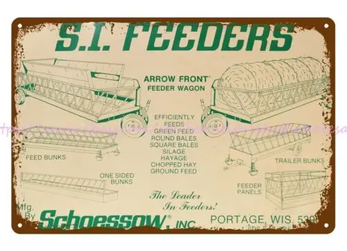 tin plaques S.I. Feeders wagon feed bunks Farm Equipment metal tin sign