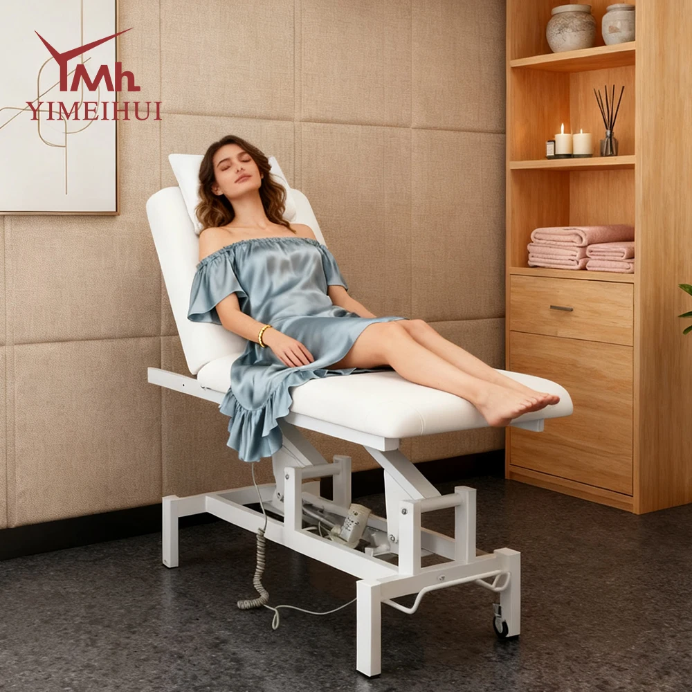 

Electric 2 Motors Massage Body Beauty Salon Treatment Table White Lash Tattoo Acupuncture Treatment Bed