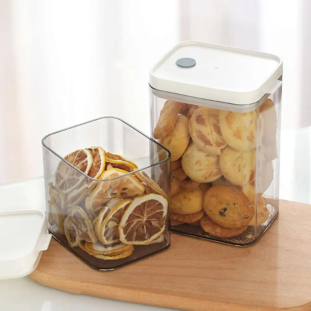 Clear Airtight Food Storage Container Home Kitchen Organization Canisters With Lids For Cereal Dry Food Flour Sugar