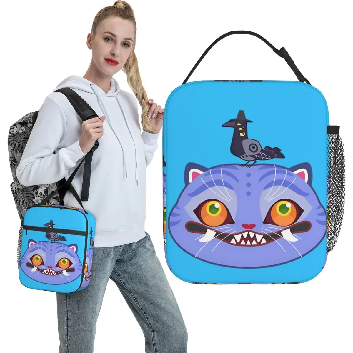 

DERPY TIGER AND SUSSY THE MAGPIE Lunch Bag KPOP DEMON HUNTERS Leisure Lunch Box Women Travel Cooler Bag Oxford Tote Food Bags
