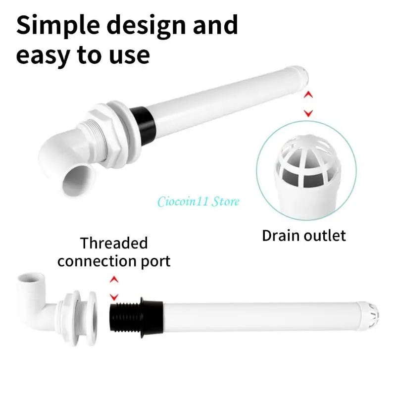 Y1UB Easy To Install Fishing Boat Overflow Drain Tube For Marine Environments Fits Standard 1-1/2 Inch Thru Hulls Connection