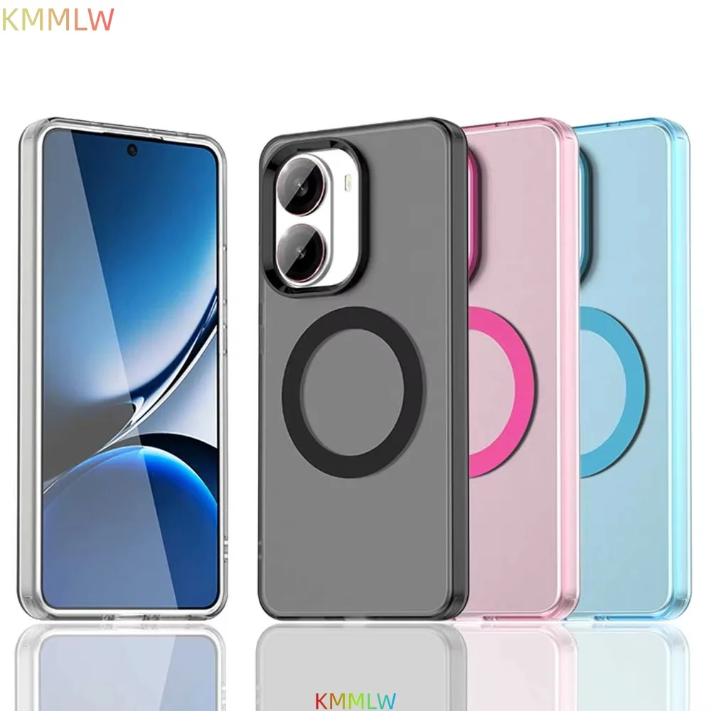 Magnetic Wireless Charging Case For Mi Poco X7 X5 X6 Pro M6 F6 Pro C61 C65 C71 Cover Candy Colors Transparent Back Shell Coque