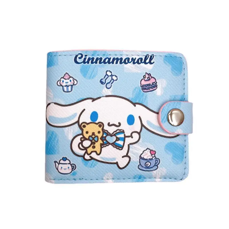 Новый Kawaii Hello Kitty Cinnamoroll My Melody Kuromi Sanrios, новая повседневная сумка для денег из искусственной кожи, кошелек с кнопками, кошелек, держатель для карт