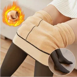 Fleece Tights Skin Color Winter Woman Pantyhose Translucent Wool Sock Pants Stocking Fleece Lined Tights Thermal Legging Fake